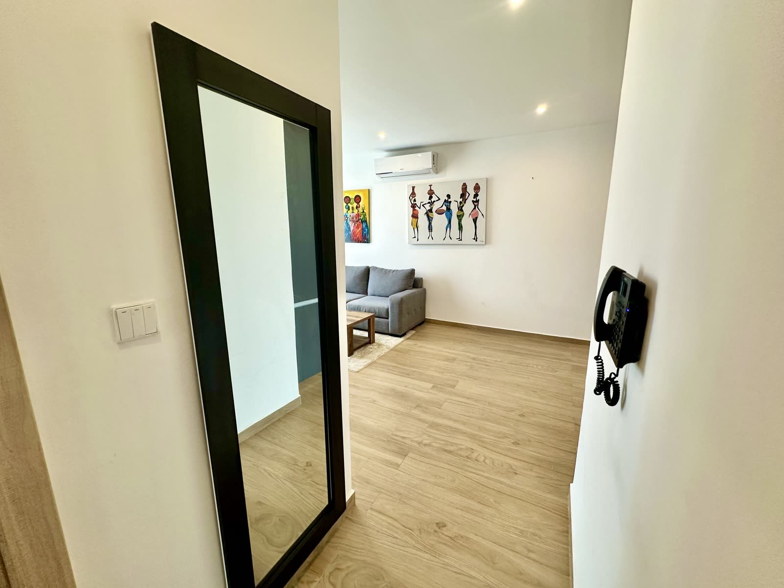 Entry into a furnished temporary apartment in Accra